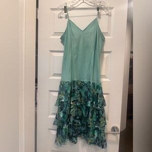 Elegant Green Vintage 80s Dress Ann Hobbs for Cattiva sz 10/12